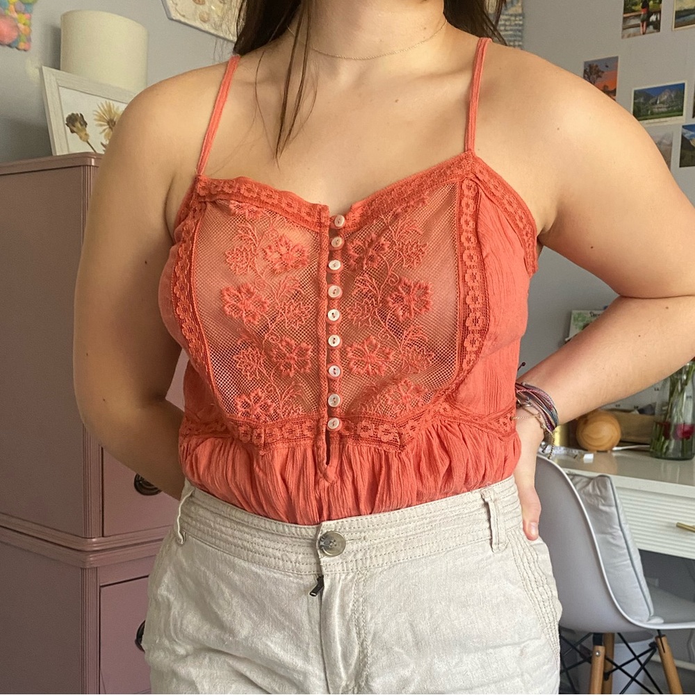 Orange free people bodysuit